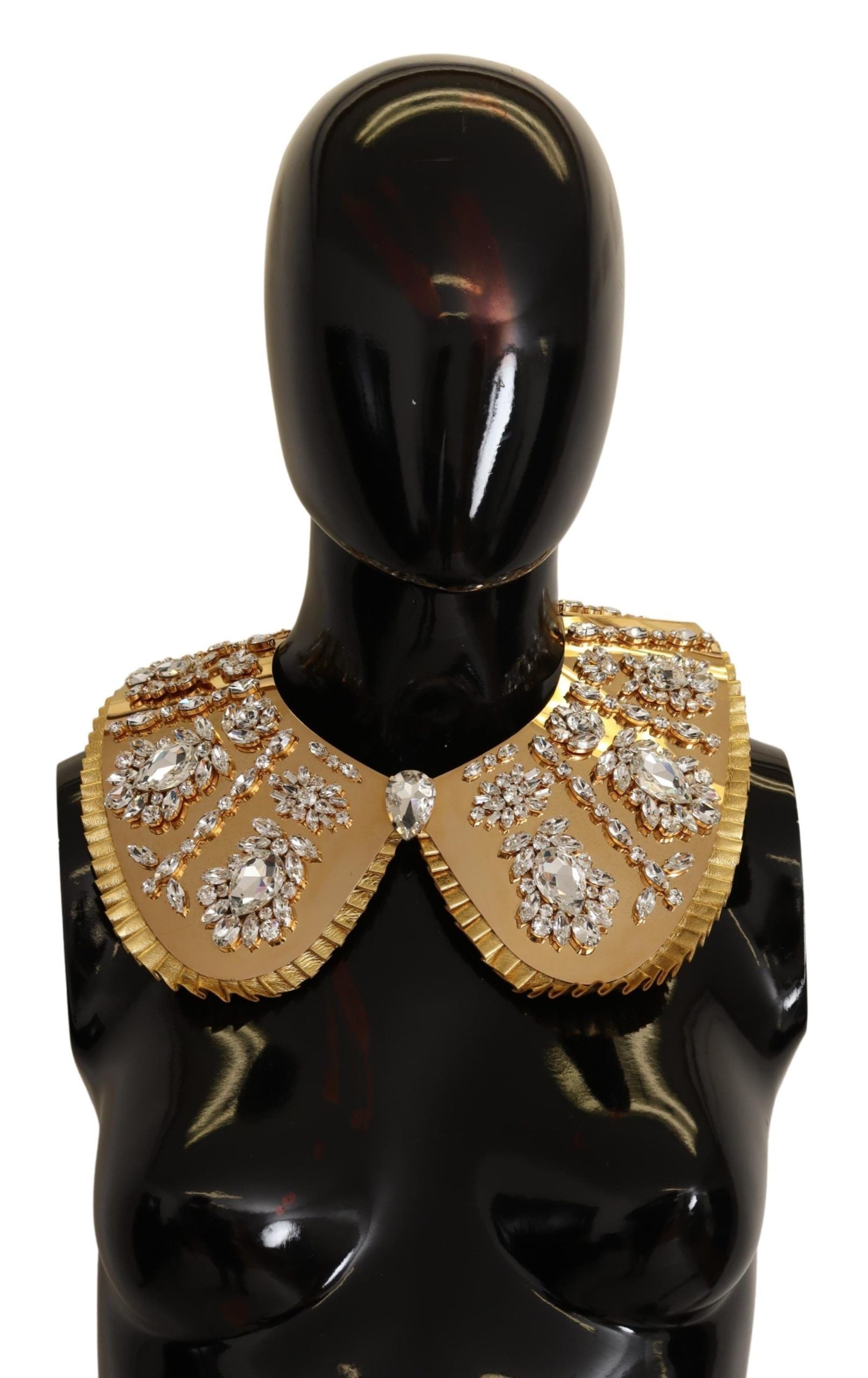 Dolce & Gabbana Gold Tone Clear Crystal Embellished Collar Necklace